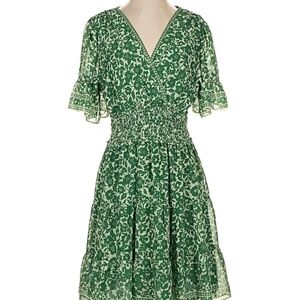 Max Studio Green Floral Women's Dress Butterfly Flutter Sleeves